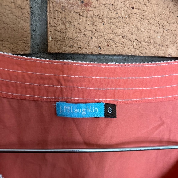 J. McLaughlin Embroidered Tunic Blouse Silk Blend Orange Long Sleeve Size 8 - Picture 2 of 6